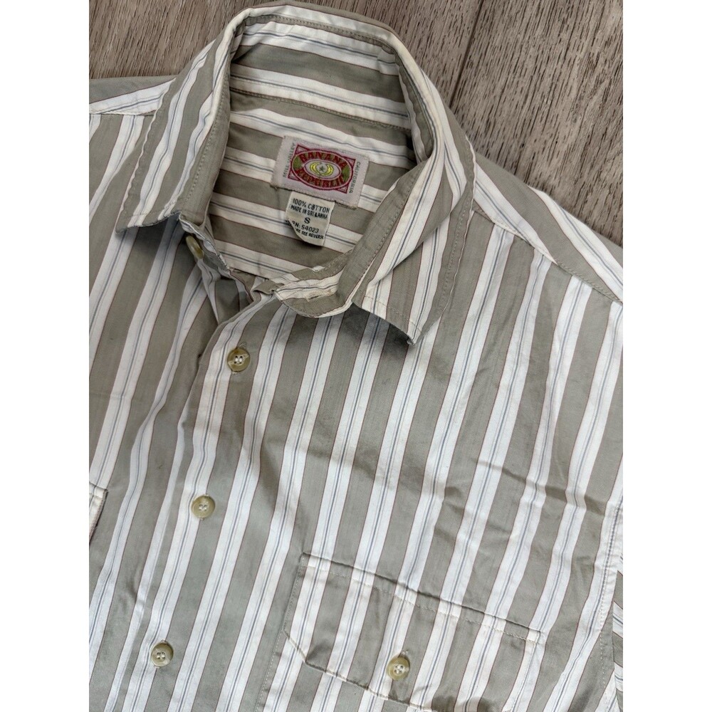 Vintage 80s Banana Republic Mill Valley Striped Safari Utility Shirt Mens Small